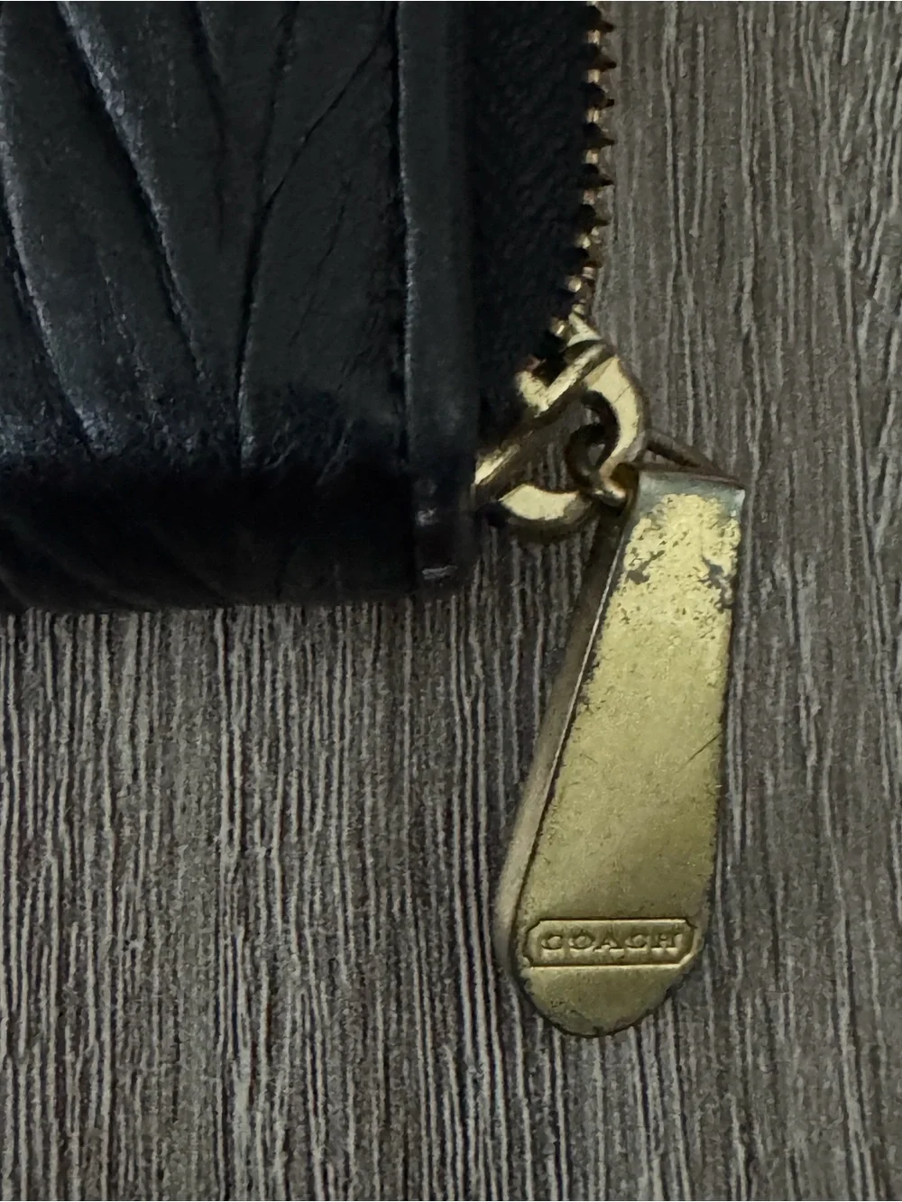 Coach Black Quilted Leather Zip Clutch